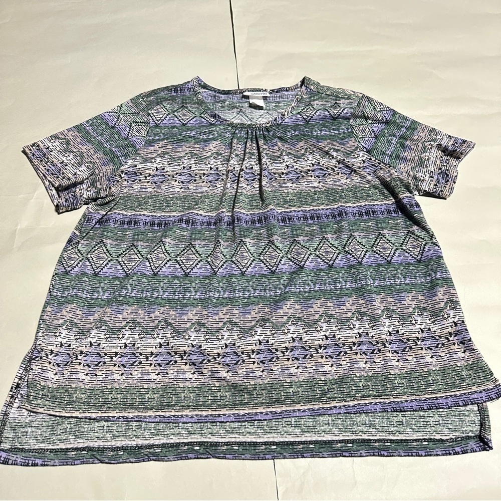 RonWorth Women’s Top Size MP Multicolor Tribal Print Blouse Pre-Owned USA